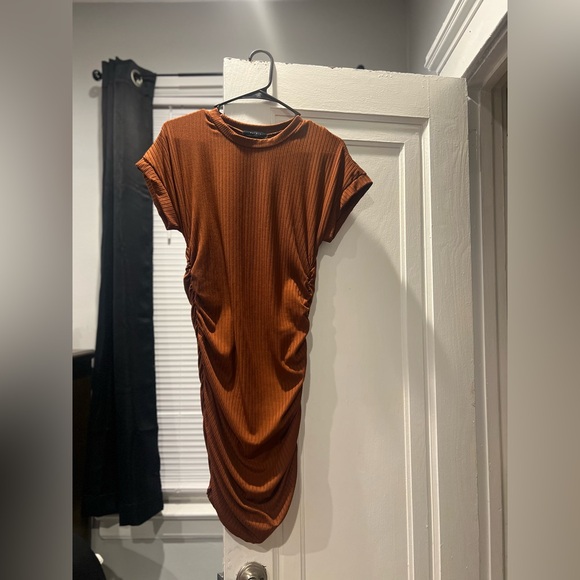 Rust Brown Ruched Dress - Picture 2 of 2